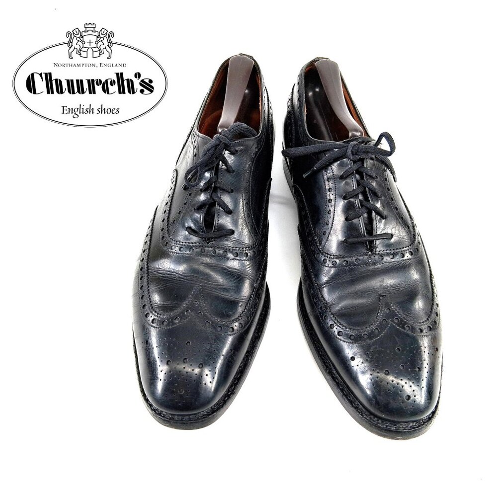 Church’s Custom Grade Black Leather Brogue Oxford Dress Shoes Men’s UK 9 E US 10 - Picture 2 of 13